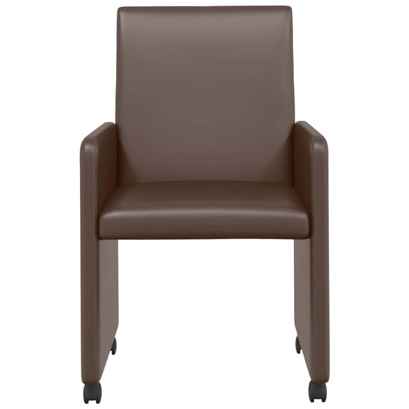 Krzesełka jadalne na kółkach 2 pcs Brązowy 57 x 66 x 94 cm