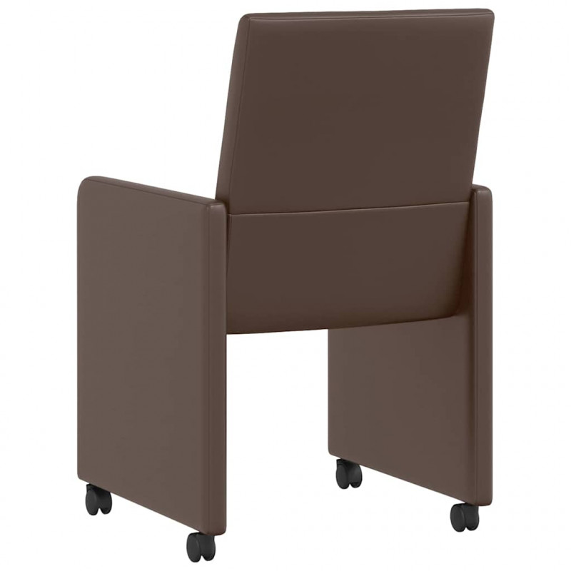 Krzesełka jadalne na kółkach 2 pcs Brązowy 57 x 66 x 94 cm