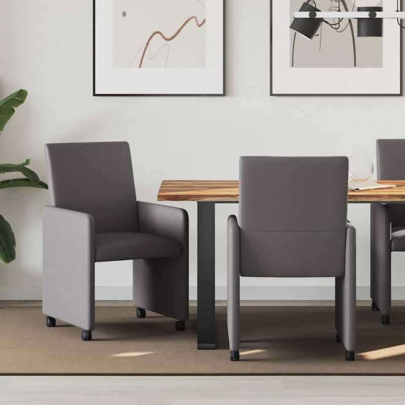 Krzesełka jadalne na kółkach 2 pcs Szary 57 x 66 x 94 cm