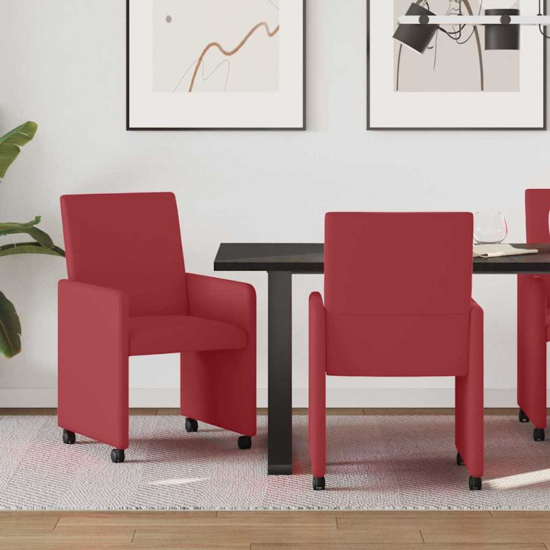 Krzesełka jadalne na kółkach z kółkami 2 pcs czerwone wino