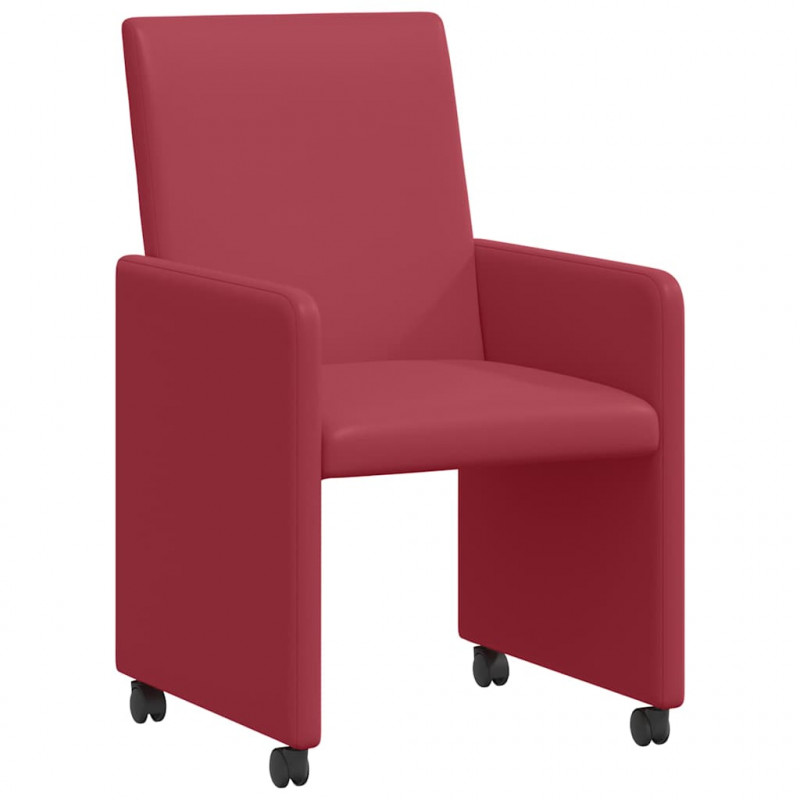 Krzesełka jadalne na kółkach z kółkami 2 pcs czerwone wino