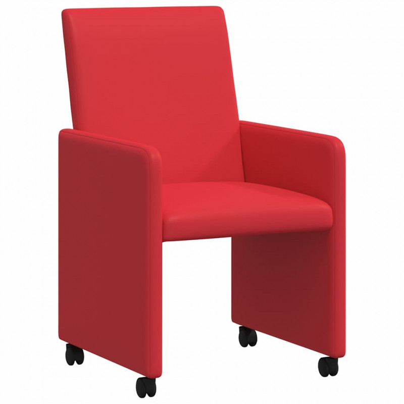 Krzesełka jadalne na kółkach 2 pcs Czerwony 57 x 66 x 94 cm