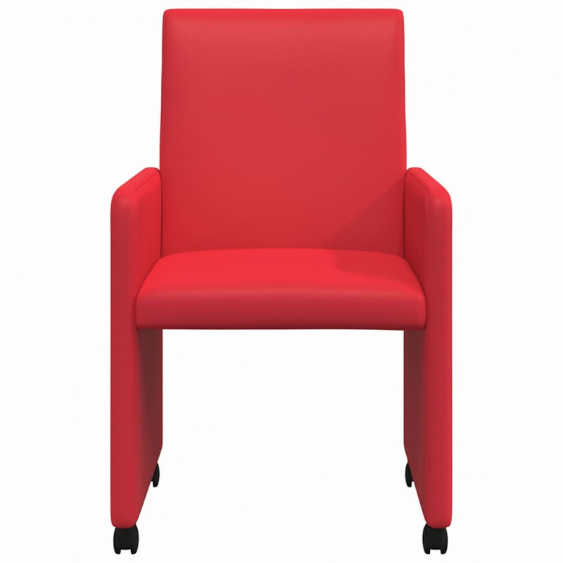 Krzesełka jadalne na kółkach 2 pcs Czerwony 57 x 66 x 94 cm