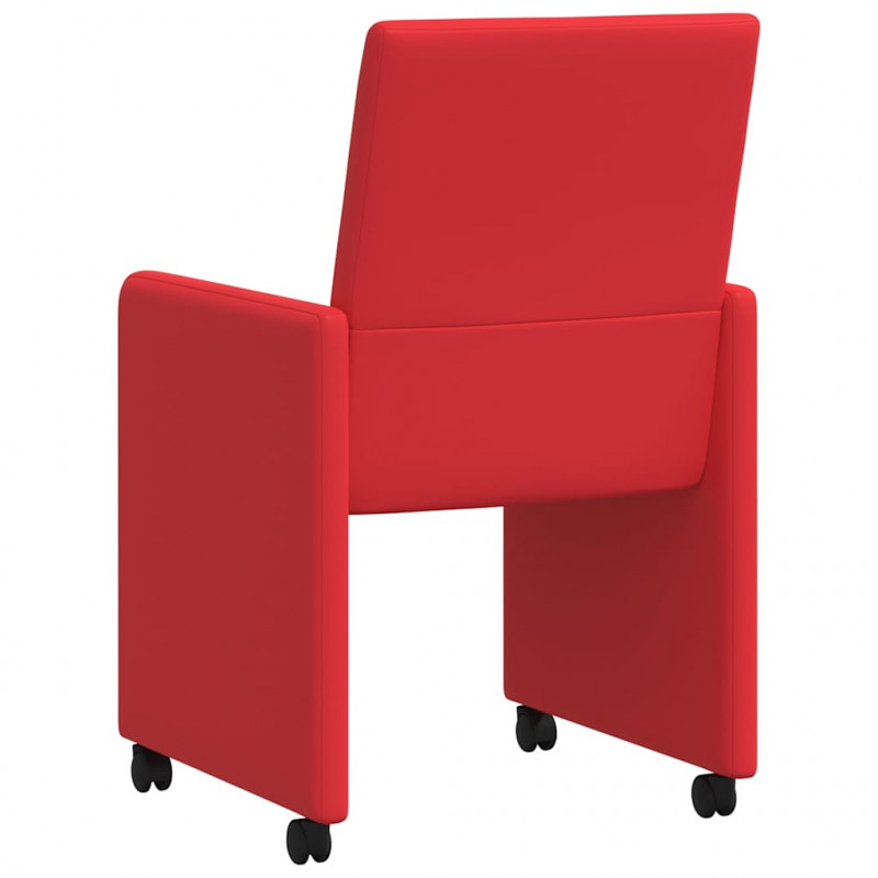 Krzesełka jadalne na kółkach 2 pcs Czerwony 57 x 66 x 94 cm