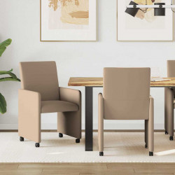 Krzesełka jadalne na kółkach 2 pcs Cappuccino 57 x 66 x 94 cm