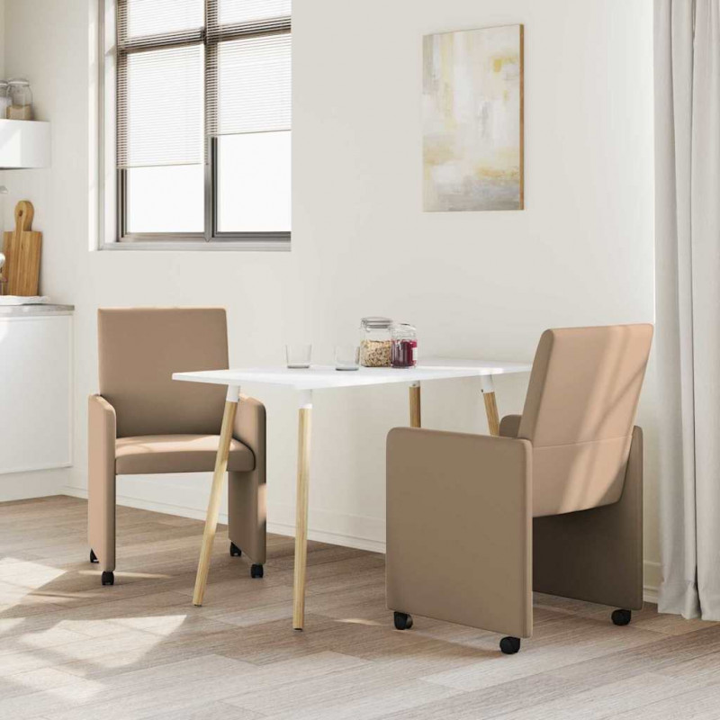 Krzesełka jadalne na kółkach 2 pcs Cappuccino 57 x 66 x 94 cm
