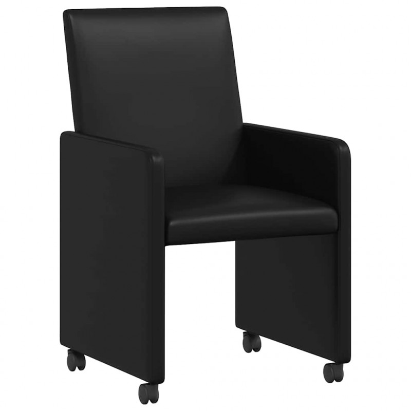 Krzesełka jadalne na kółkach 2 pcs Czarny 57 x 66 x 94 cm