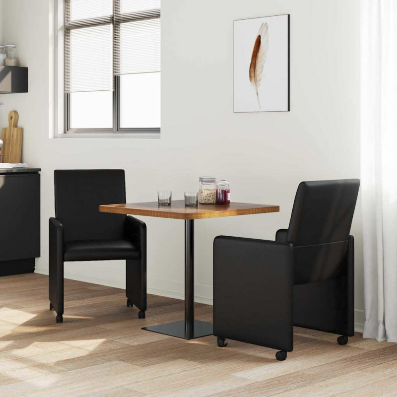 Krzesełka jadalne na kółkach 2 pcs Czarny 57 x 66 x 94 cm