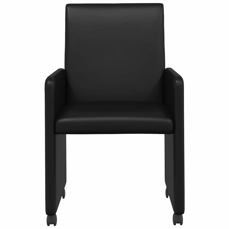 Krzesełka jadalne na kółkach 2 pcs Czarny 57 x 66 x 94 cm