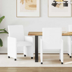 Krzesełka jadalne na kółkach 2 pcs Biały 57 x 66 x 94 cm
