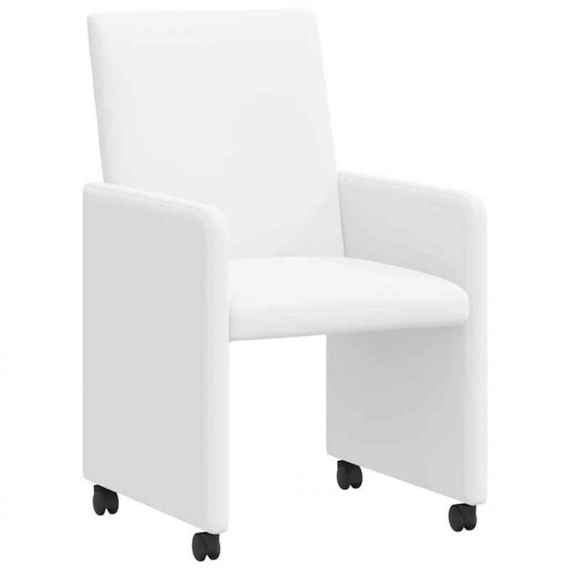 Krzesełka jadalne na kółkach 2 pcs Biały 57 x 66 x 94 cm