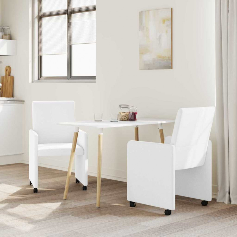 Krzesełka jadalne na kółkach 2 pcs Biały 57 x 66 x 94 cm