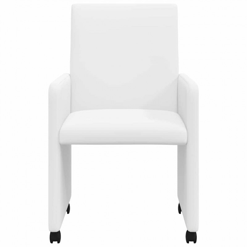 Krzesełka jadalne na kółkach 2 pcs Biały 57 x 66 x 94 cm