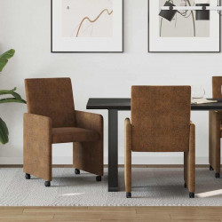Krzesełka jadalne na kółkach 2 pcs Brązowy 57 x 66 x 94 cm