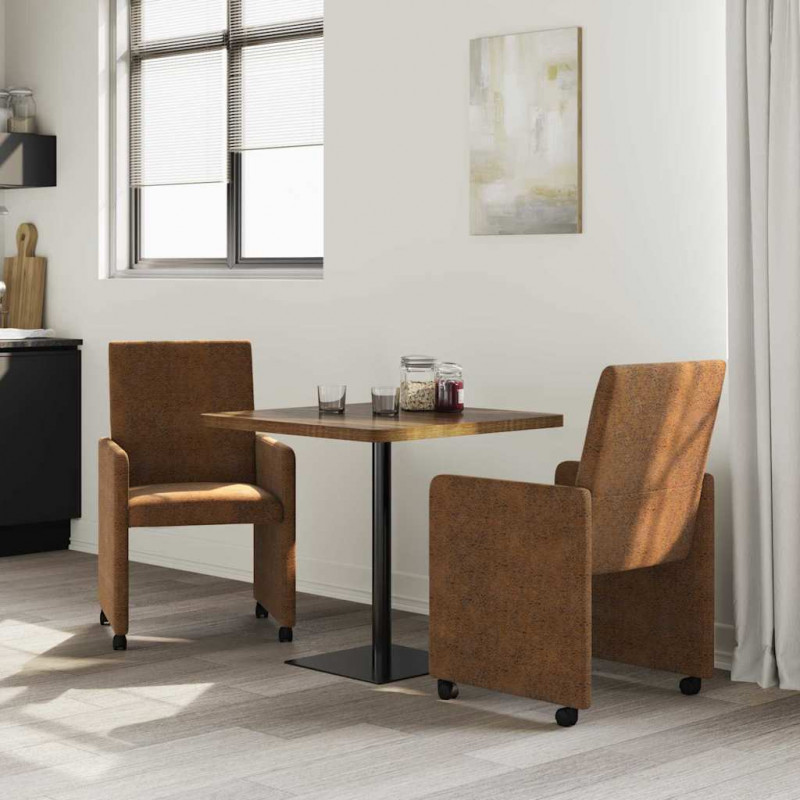Krzesełka jadalne na kółkach 2 pcs Brązowy 57 x 66 x 94 cm