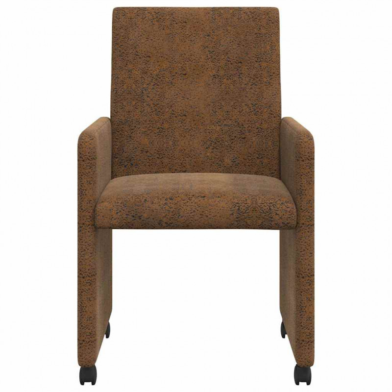 Krzesełka jadalne na kółkach 2 pcs Brązowy 57 x 66 x 94 cm