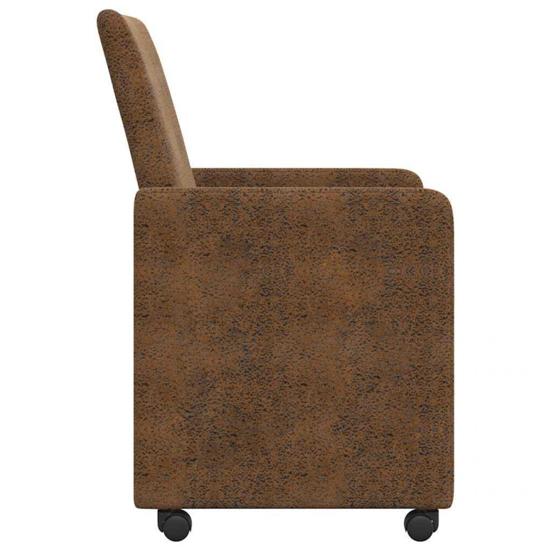 Krzesełka jadalne na kółkach 2 pcs Brązowy 57 x 66 x 94 cm