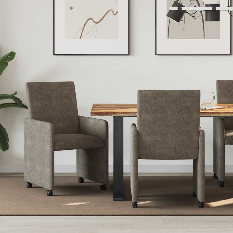 Krzesełka jadalne na kółkach 2 pcs ciemno szary 57 x 66 x 94 cm