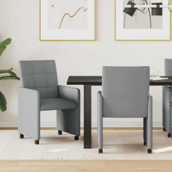 Krzesełka jadalne na kółkach 2 pcs Jasnoszary 58 x 65 x 94 cm