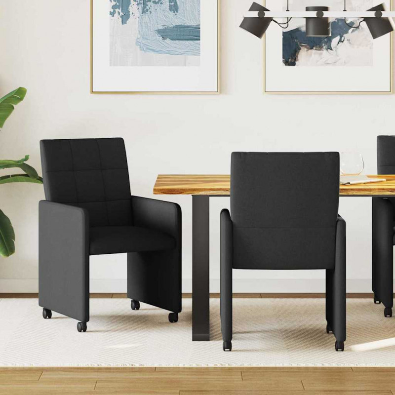 Krzesełka jadalne na kółkach 2 pcs Czarny 58 x 65 x 94 cm