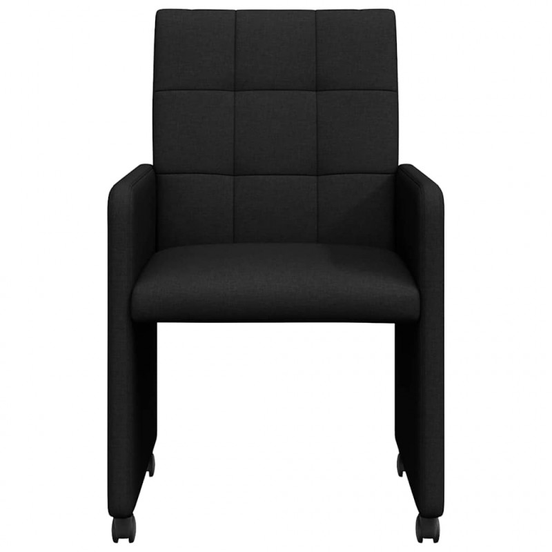 Krzesełka jadalne na kółkach 2 pcs Czarny 58 x 65 x 94 cm