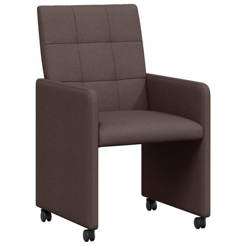 Krzesełka jadalne na kółkach 2 pcs ciemnobrązowy tkanina