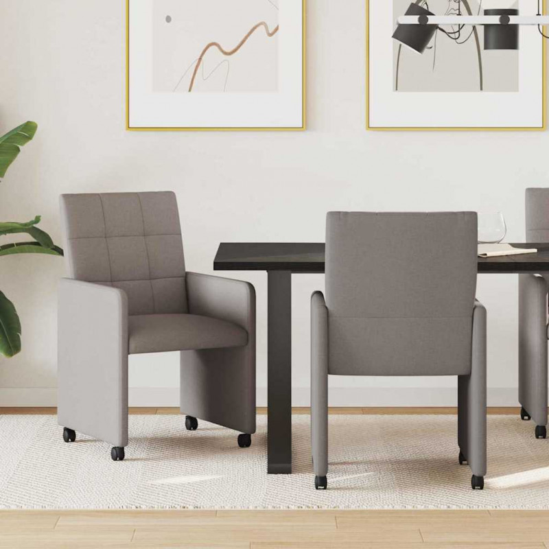 Krzesełka jadalne na kółkach 2 pcs Ciemnoszary 58 x 65 x 94 cm