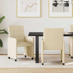 Krzesełka jadalne na kółkach 2 pcs Kremowy 58 x 65 x 94 cm