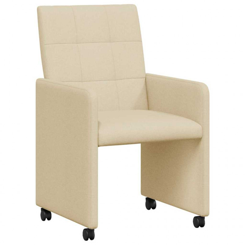 Krzesełka jadalne na kółkach 2 pcs Kremowy 58 x 65 x 94 cm