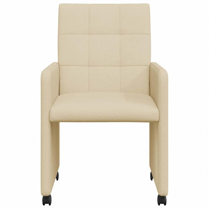 Krzesełka jadalne na kółkach 2 pcs Kremowy 58 x 65 x 94 cm