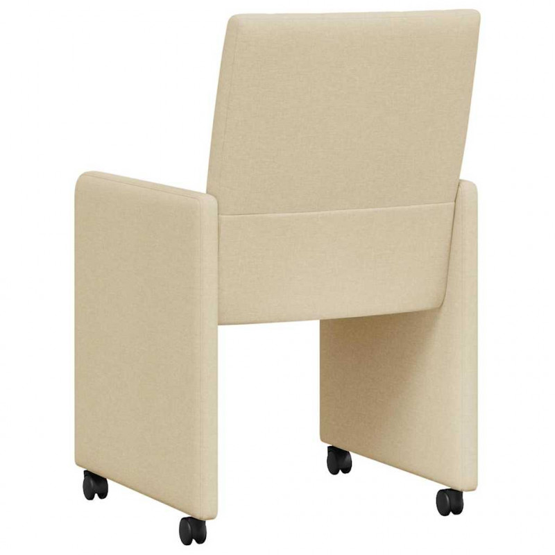 Krzesełka jadalne na kółkach 2 pcs Kremowy 58 x 65 x 94 cm