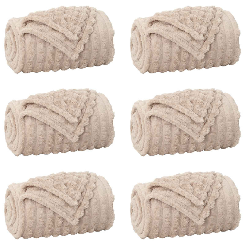 Koce narzutowe 6 pcs Beżowy 150 x 130 cm Polar