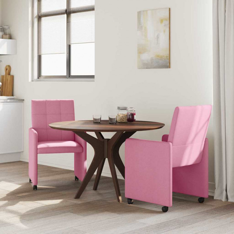 Krzesełka jadalne na kółkach 2 pcs Różowy 58 x 65 x 94 cm