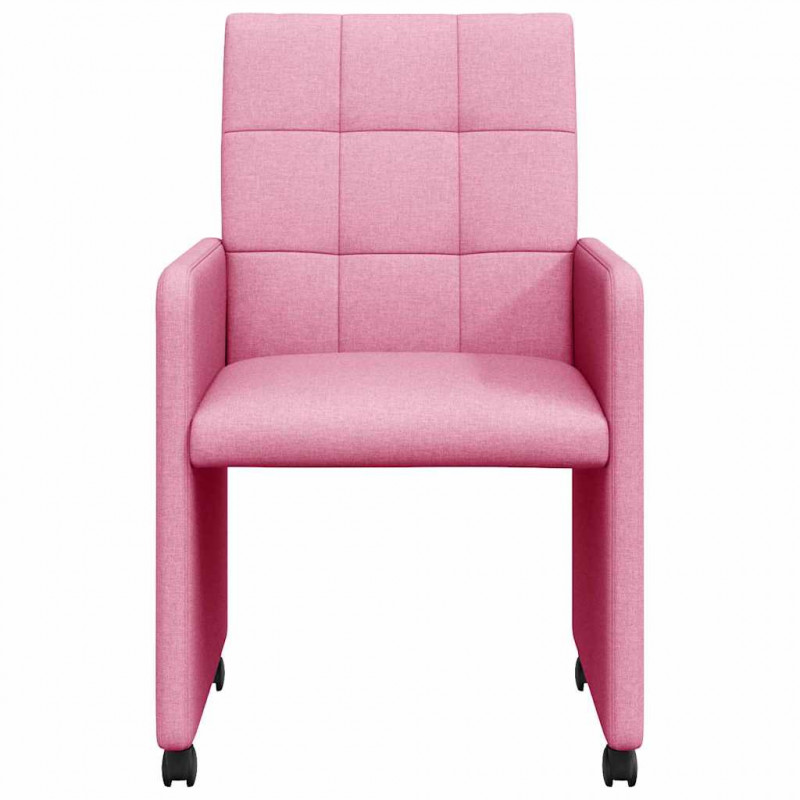 Krzesełka jadalne na kółkach 2 pcs Różowy 58 x 65 x 94 cm