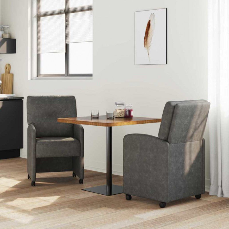 Krzesełka jadalne na kółkach 2 pcs Czarny 57 x 67 x 95 cm