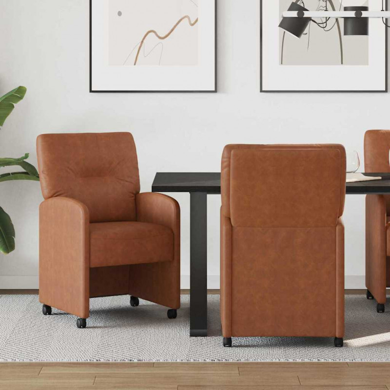 Krzesełka jadalne na kółkach 2 pcs Brązowy 57 x 67 x 95 cm