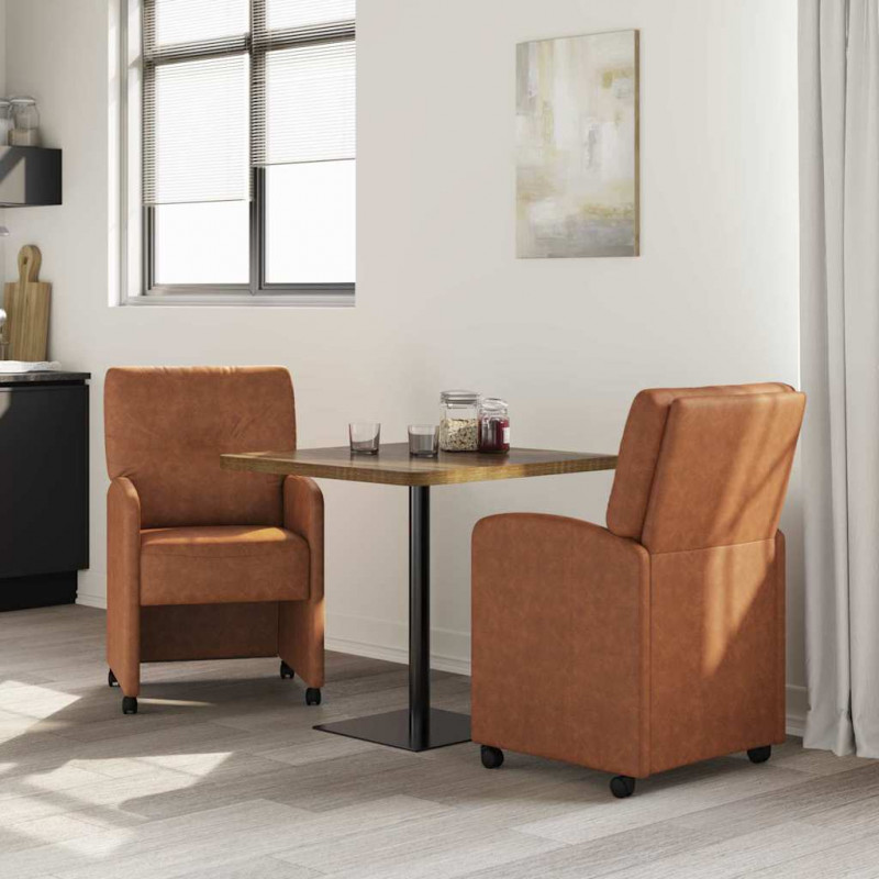 Krzesełka jadalne na kółkach 2 pcs Brązowy 57 x 67 x 95 cm