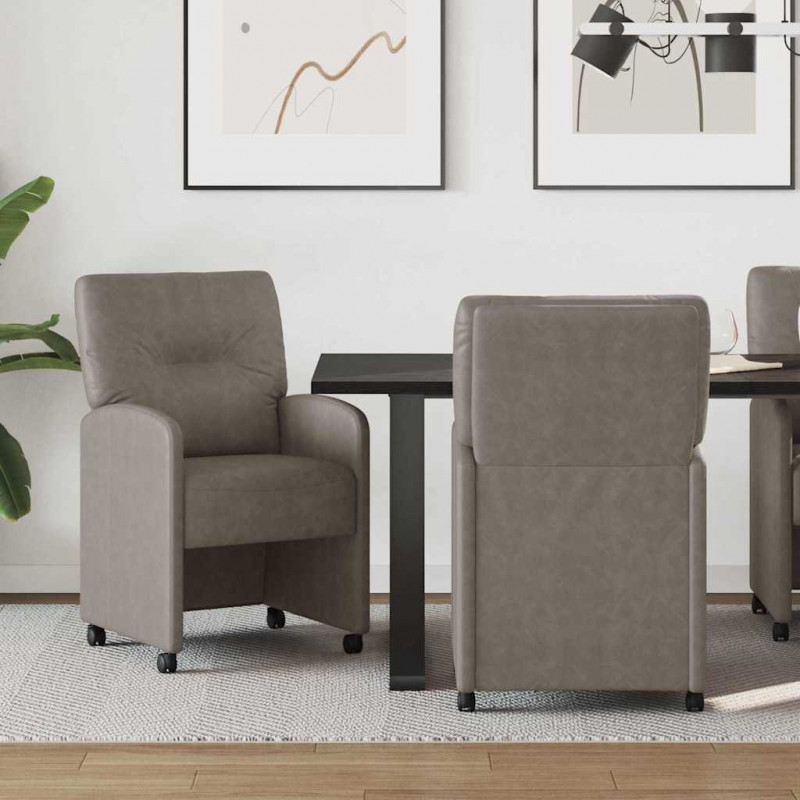 Krzesełka jadalne na kółkach 2 pcs Szary 57 x 67 x 95 cm