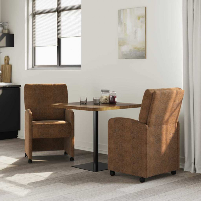 Krzesełka jadalne na kółkach 2 pcs Brązowy 57 x 67 x 95 cm