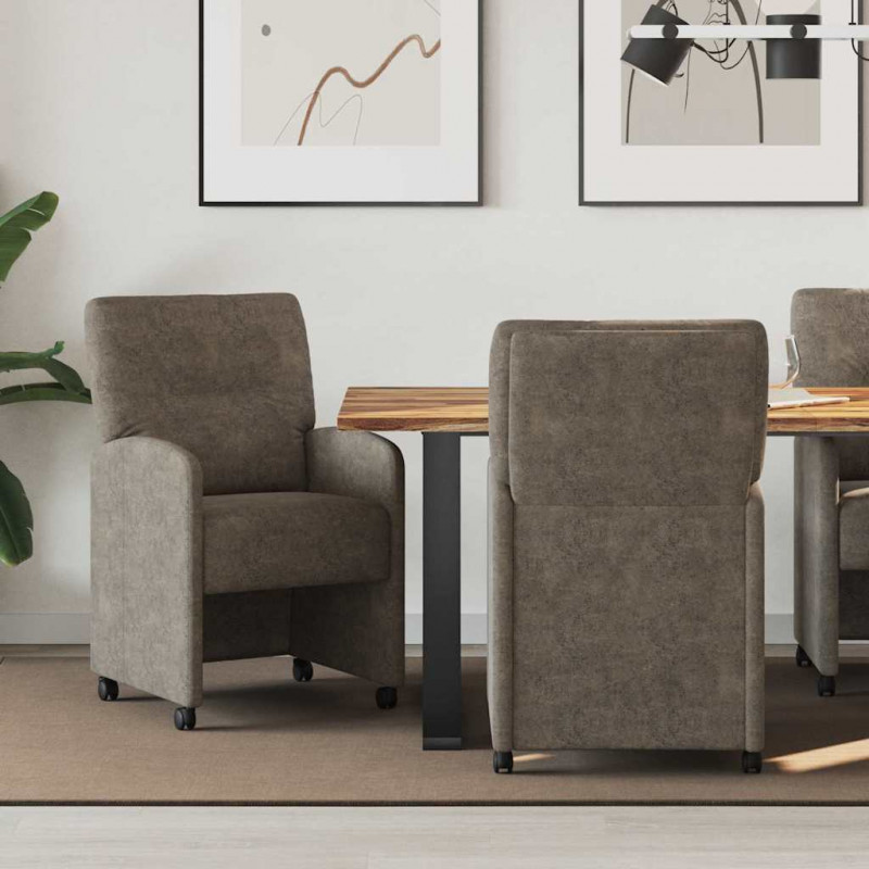 Krzesełka jadalne na kółkach 2 pcs ciemno szary 57 x 67 x 95 cm