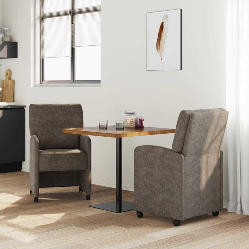 Krzesełka jadalne na kółkach 2 pcs ciemno szary 57 x 67 x 95 cm