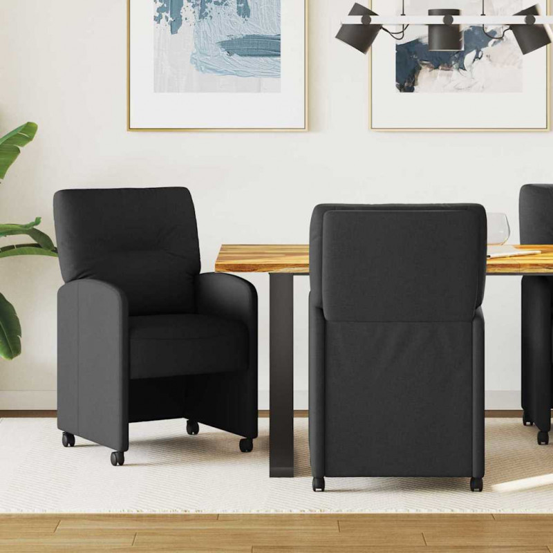 Krzesełka jadalne na kółkach 2 pcs Czarny 57 x 67 x 95 cm