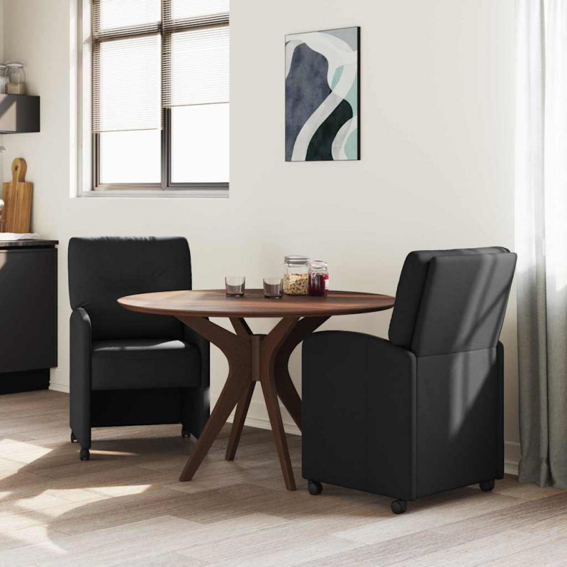 Krzesełka jadalne na kółkach 2 pcs Czarny 57 x 67 x 95 cm