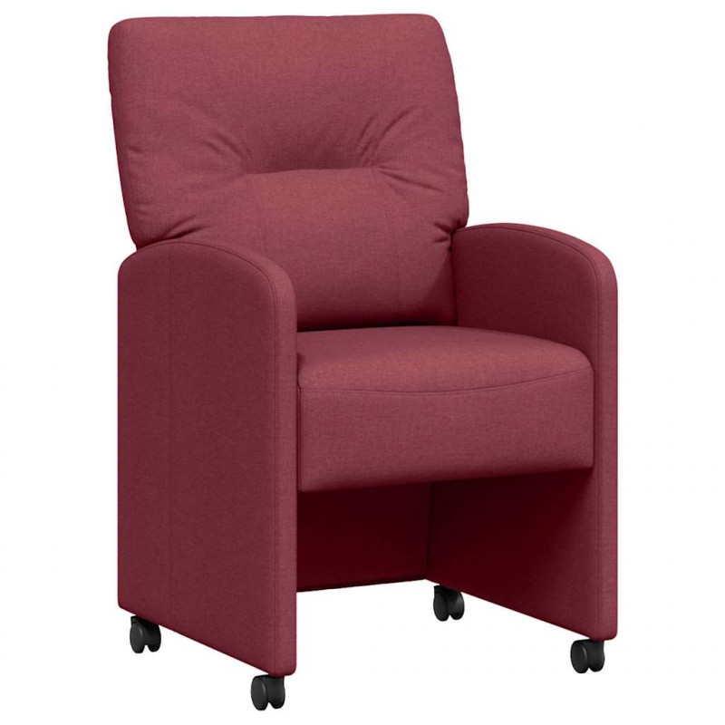 Krzesełka jadalne na kółkach 2 pcs czerwone wino tkanina