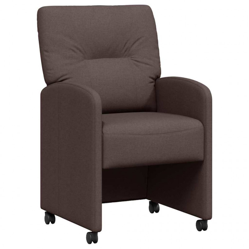 Krzesełka jadalne na kółkach 2 pcs ciemnobrązowy tkanina