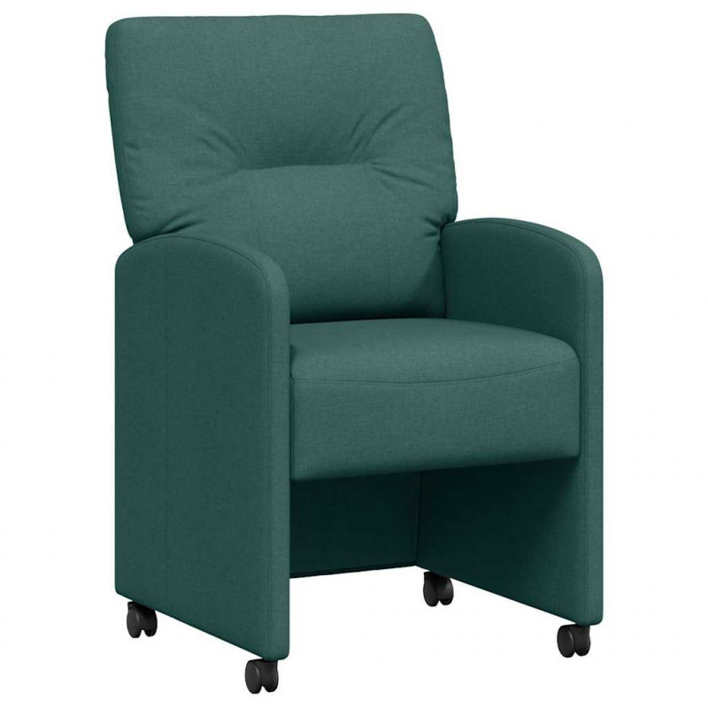 Krzesełka jadalne na kółkach 2 pcs Ciemnozielony tkanina