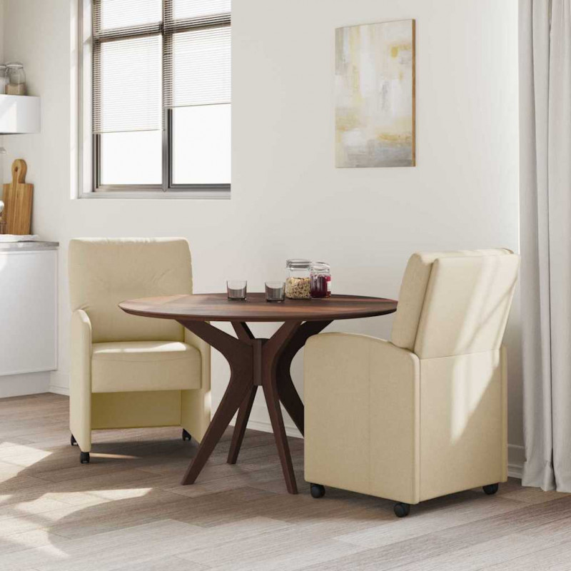 Krzesełka jadalne na kółkach 2 pcs Kremowy 57 x 67 x 95 cm