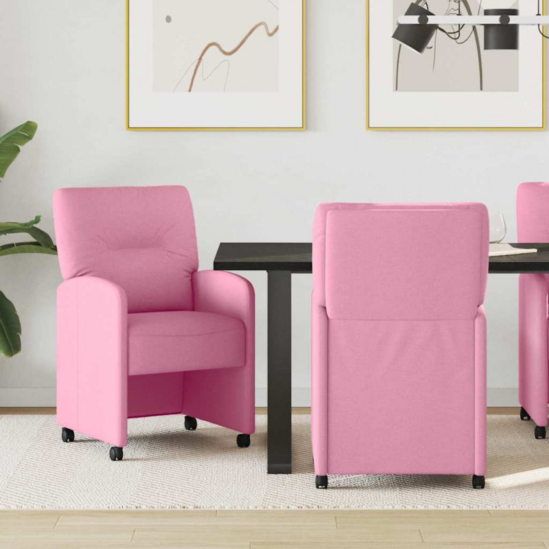 Krzesełka jadalne na kółkach 2 pcs Różowy 57 x 67 x 95 cm