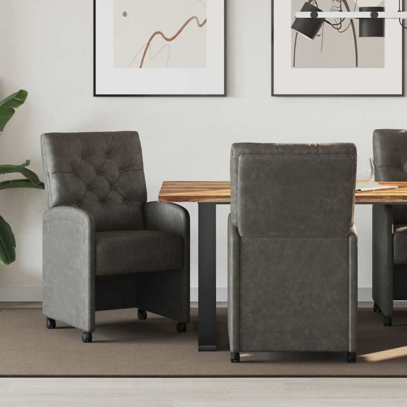 Krzesełka jadalne na kółkach 2 pcs Czarny 58 x 67 x 97 cm