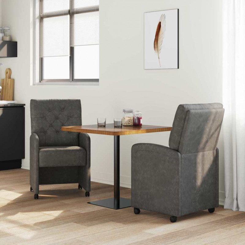 Krzesełka jadalne na kółkach 2 pcs Czarny 58 x 67 x 97 cm